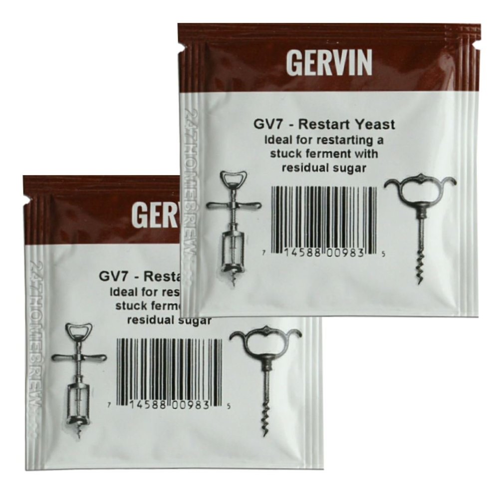 2X Gervin Restart Yeast GV7 for Stuck Fermentations Premium Quality 5g 5-23L