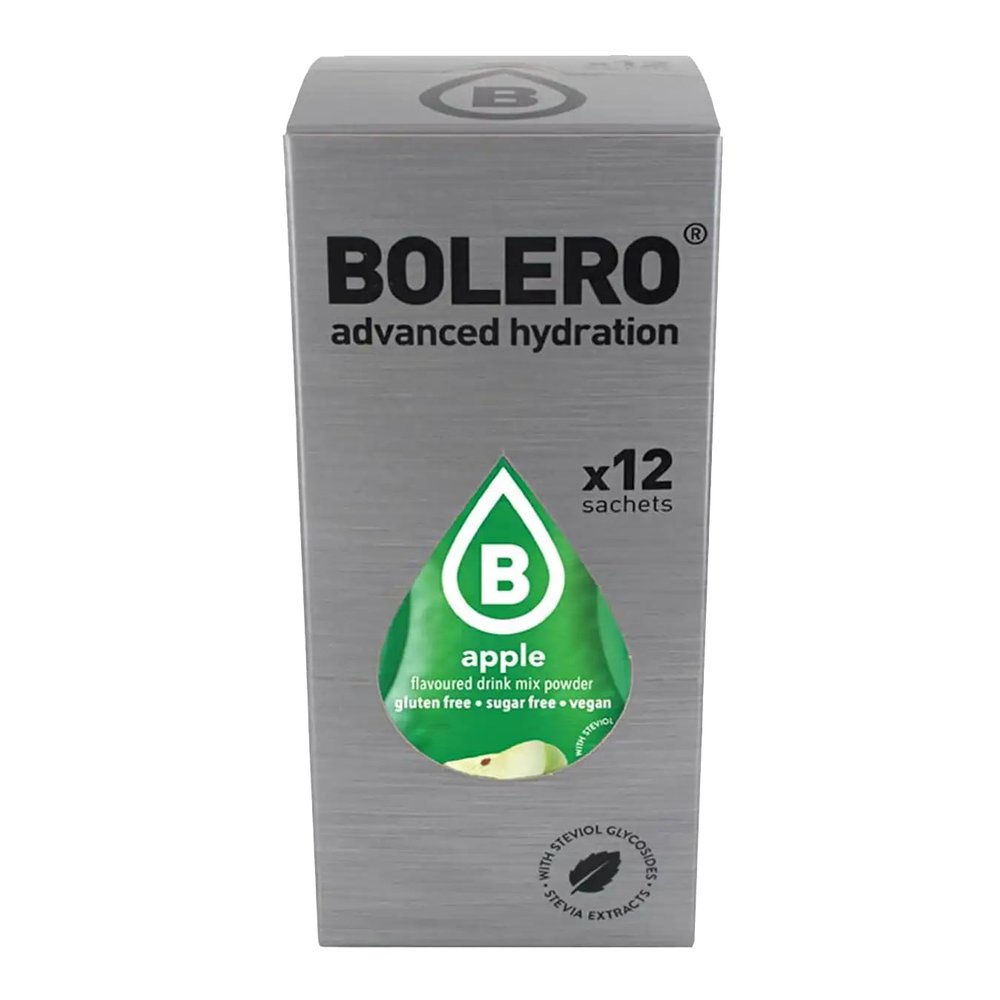 Bolero Apple Drink - 12 x 9 g - Sufficient for 1.5 l - 2.5 l - Sugar-Free and Carbon Free Drink - Aspartame Free - Stevia Sweet