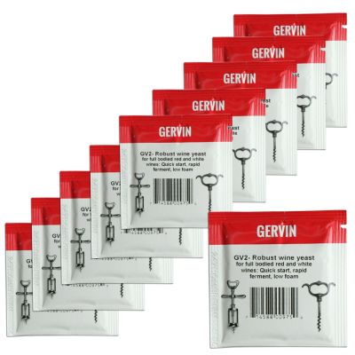 10x Gervin Wine Yeast GV2 No.2 Red Label 5g for Fruit, Berry & Red Wine 5-23L