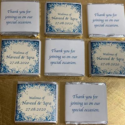 Personalised Chocolate Wedding Favours, Personalised Chocolates, Custom Party Favours, Turquoise Floral, Wedding gift Design Code: AIW031