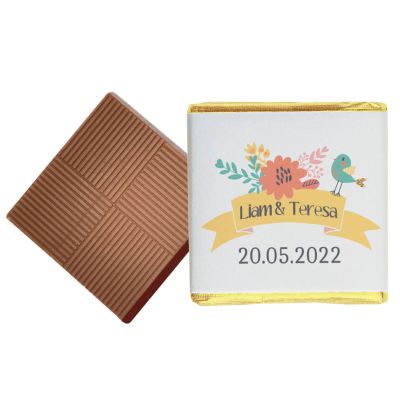 100 Love Birds Personalised Chocolate Wedding Favours (Milk)