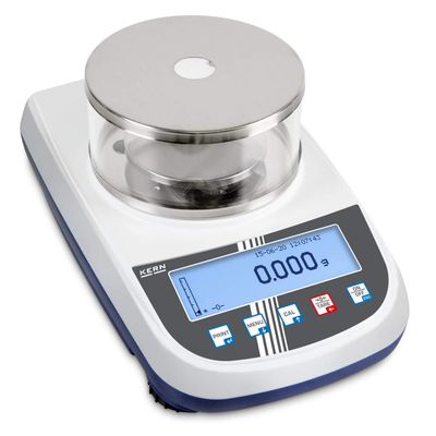 Kern PLJ 420-3F - Precision Balance, Weighing Range [Max]: 420 g, Readout [d]: 0,001 g, Weighing Plate:  110 mm (Stainless Steel), Draft Shield: Weighing Space (xH) 150x60 mm
