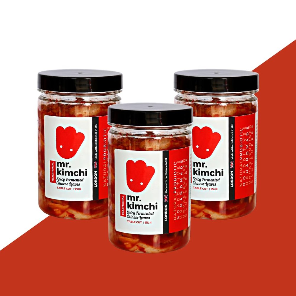 3 X 330g Freshly UK- made Authentic Korean Kimchi made by Korean Artisans (100% Natural Fermentation, Natural Probiotics, No Artificial Additives)