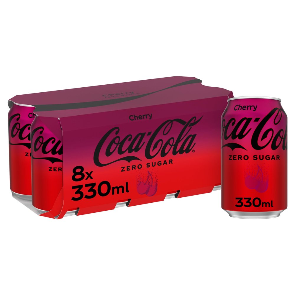 Coca-Cola Zero Sugar Cherry Soft Drink Cans, 8 x 330 mL