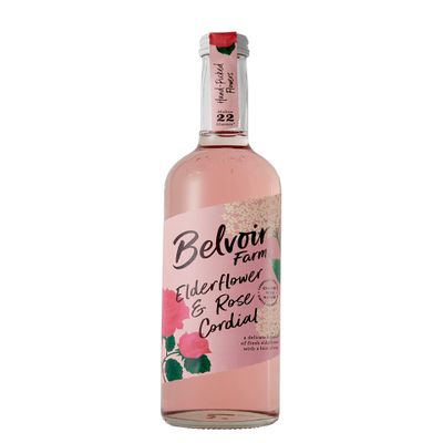 Belvoir Farm Elderflower & Rose Cordial - Hand Picked Elderflowers & Rose Petal Extract | Traditional Family Recipe | 100% Natural Ingredients | Suitable for Vegetarians & Vegans - 6 x 500ml Bottles