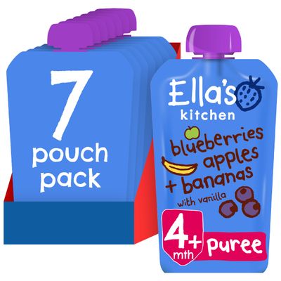 Ella's Kitchen Stage 1 Blueberries/Apples/Bananas and Vanilla 120 g (Pack of 7)