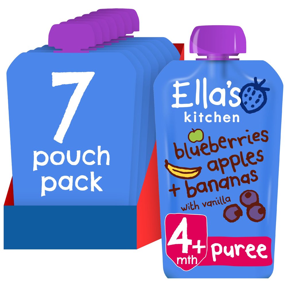 Ella's Kitchen Stage 1 Blueberries/Apples/Bananas and Vanilla 120 g (Pack of 7)