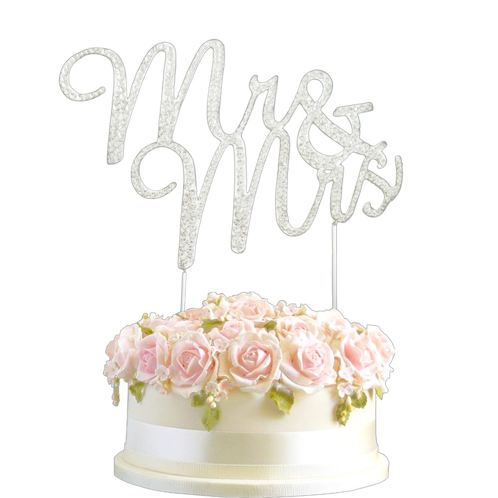12.5cm x 9cm Mr & Mrs Wedding Diamante Rhinestone Cake Topper Decoration