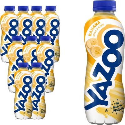 YAZOO Banana Milkshake Milk Drink, High in Protein & Calcium, 400 ml (Pack of 10)