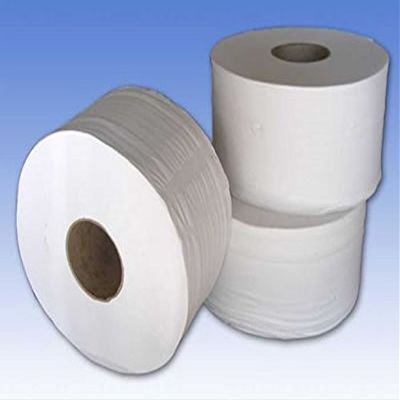 200 metre 2ply white mini jumbo toilet rolls x 12 recycled paper 76 mm core