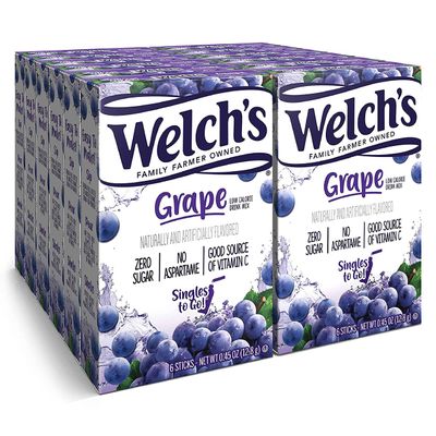 Welchs Grape Singles To Go Drink Mix 6 Stick Pack 12.8g Box