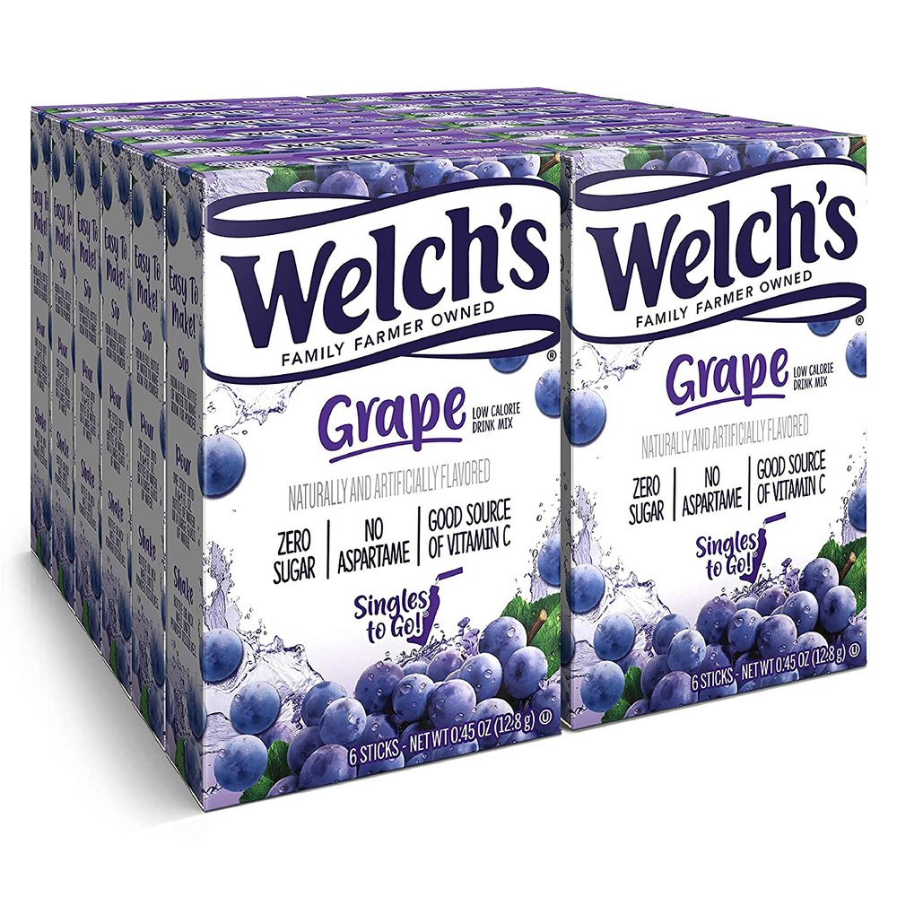 Welchs Grape Singles To Go Drink Mix 6 Stick Pack 12.8g Box