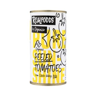 Realfoods by Organico | Organic Peeled Tomatoes  Pure Mediterranean Flavor, Naturally Grown, 400g