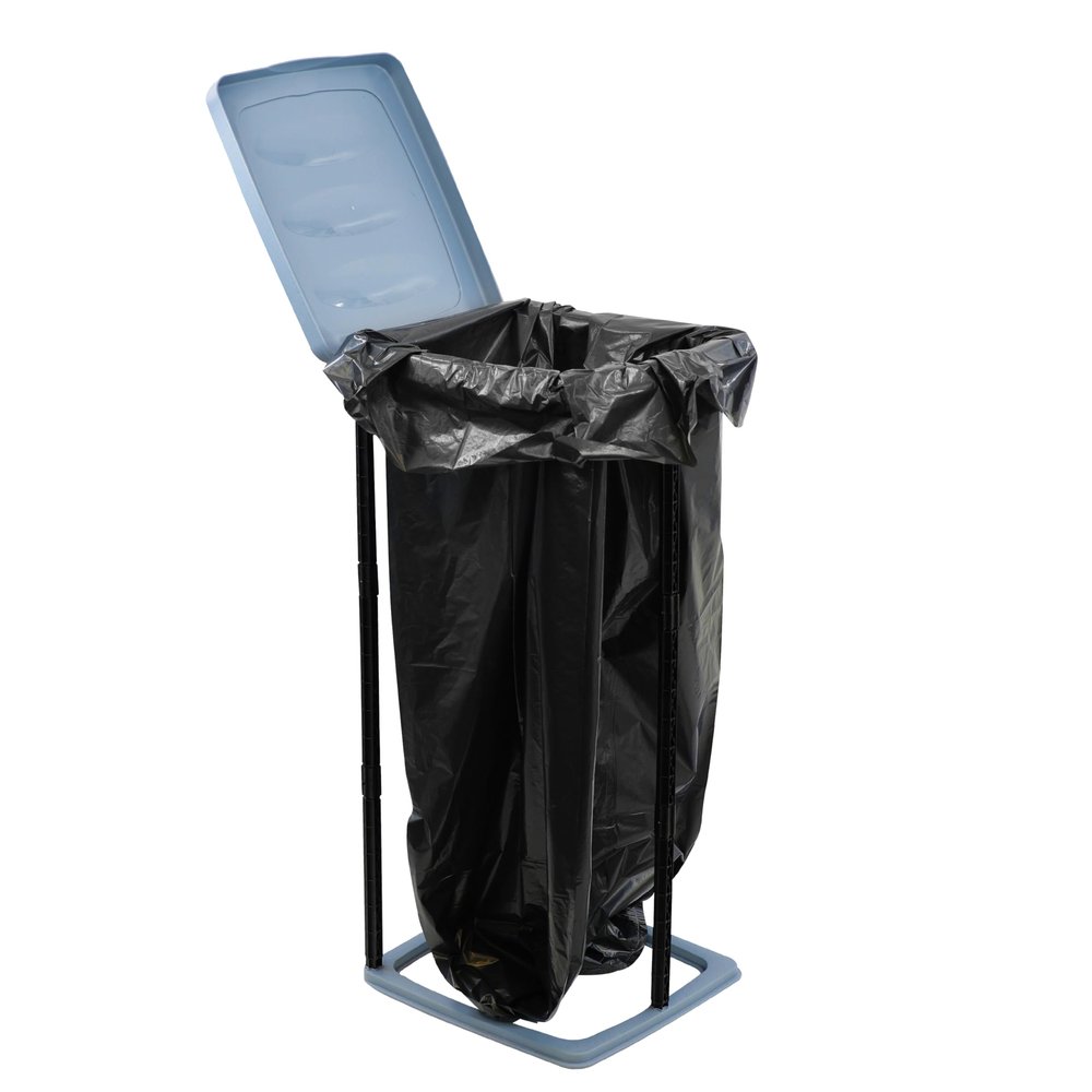 The Magic Toy Shop Collapsible Bin Bag Holder Stand - 60L Folding Camping Waste Bin with Lid - Portable Trash Bag Frame for Garbage Disposal, Recycling, Garden, Kitchen, Party & Outdoor Refuse Sacks