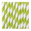 10 pcs Paper Drinking Straws with Stripes for Birthday Party, 19.5cm (Apple Green) view 2