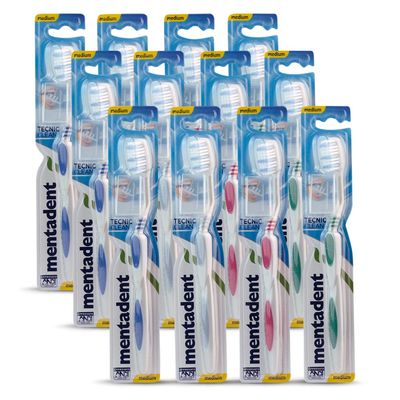 12 x Mentadent Teeth Tecnic Clean Toothbrush Medium