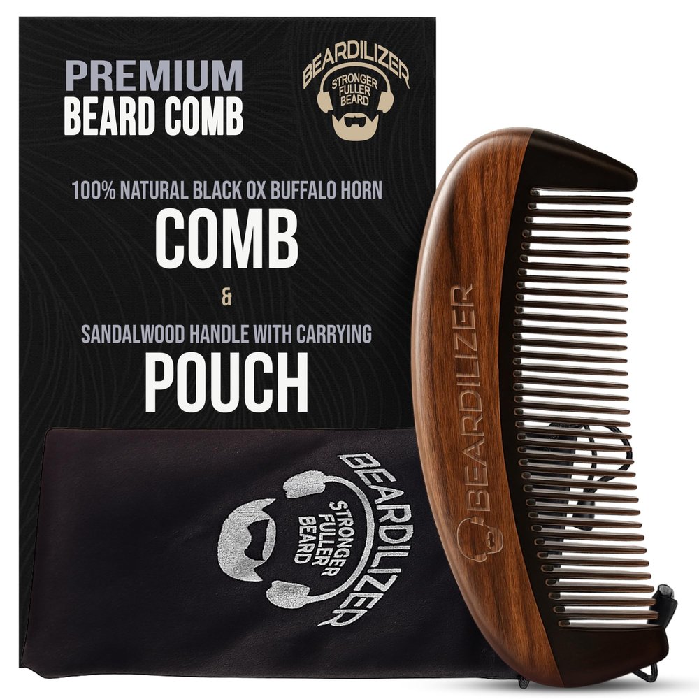 Beardilizer Beard Comb 100% Natural Buffalo Horn, 1 Count