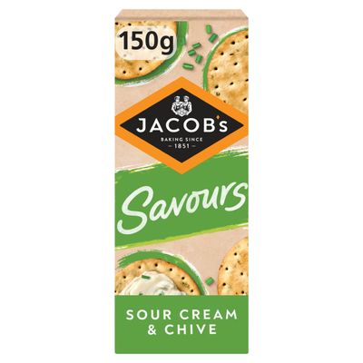 JACOB'S Savours Thins Sour Cream & Chive Crackers, 150 g (Pack of 1)
