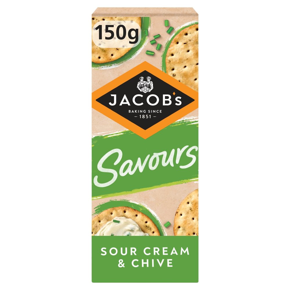 JACOB'S Savours Thins Sour Cream & Chive Crackers, 150 g (Pack of 1)