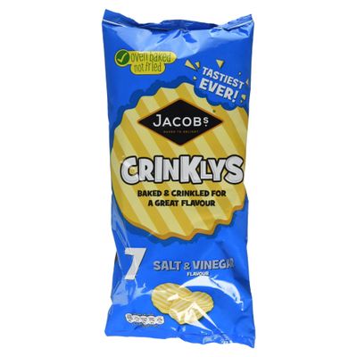 Jacob's Crinklys Salt & Vinegar Flavour, 7 x 25g
