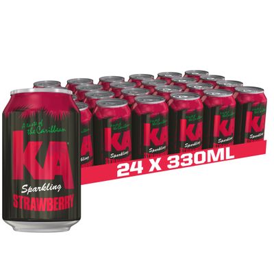 KA Caribbean Strawberry Fizzy Drinks - Traditional & Authentic Caribbean Jamaican Style Sparkling Drink - Soft Drinks Multipack - Caribbean Strawberry Soda Drinks Bulk Pack - 24 x 330ml Cans