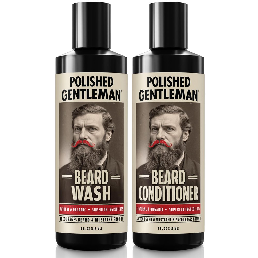 Polished Gentleman Growth and Thickening Shampoo and Conditioner - With Organic Beard Oil - For Best Look (118ml Small)