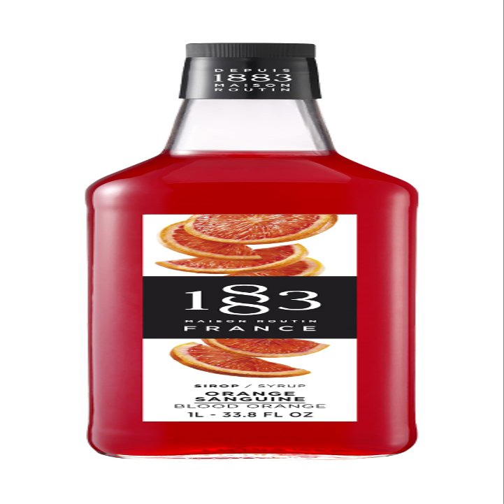1883 Maison Routin Premium Blood Orange Syrup Citrus Flavoured Syrup for Cocktails, Sodas, Spritzes & Desserts, Vegan-Friendly, 1L Glass Bottle