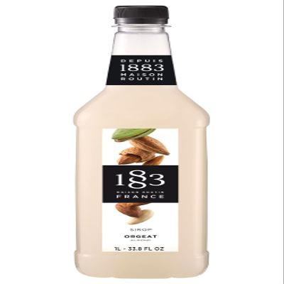 1883 Maison Routin Premium Almond Syrup for Coffee, Lattes, Hot Chocolate, Cocktails, Desserts - Vegan-Friendly, Allergen-Free, No Artificial Colours or Preservatives - 1L PET Bottle