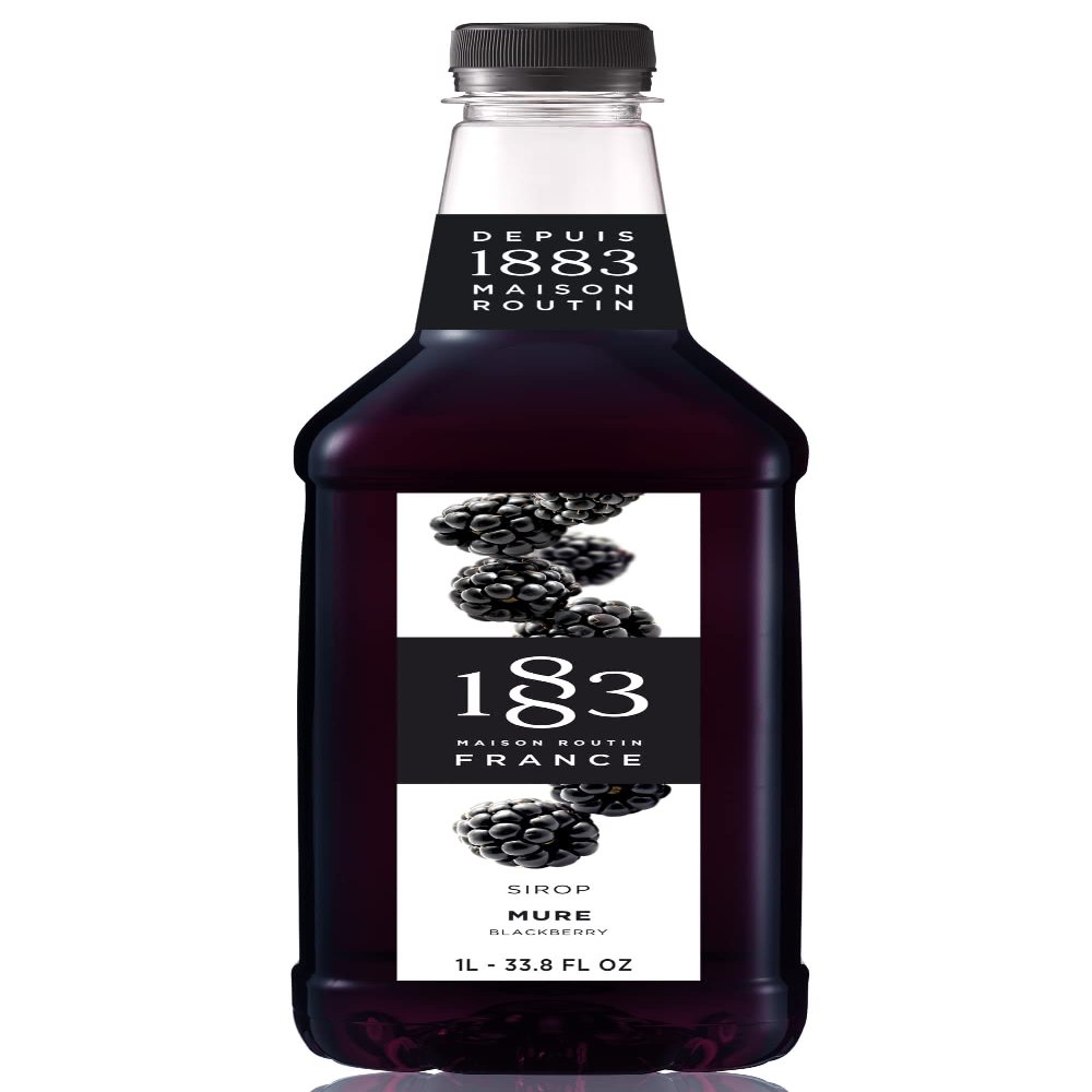 1883 Maison Routin Premium Blackberry Syrup Perfect for Coffees, Cocktails, Mocktails & Smoothies - Vegan-Friendly, Allergen-Free, No Preservatives - 1L PET Bottle
