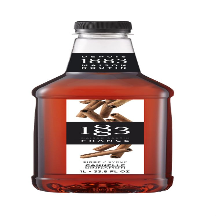 1883 Maison Routin Premium Cinnamon Syrup Spiced Coffee Syrup for Lattes, Cocktails & Desserts, Vegan-Friendly, No Artificial Colours, 1L PET Bottle