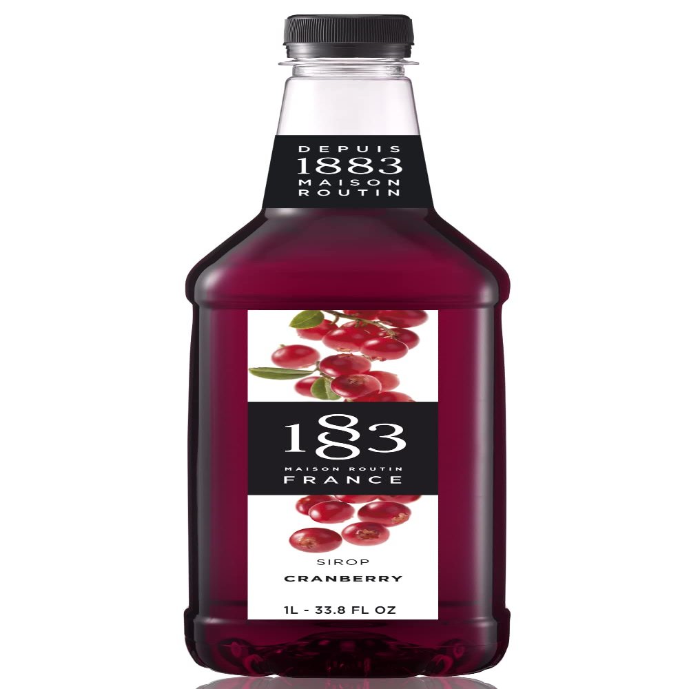 1883 Maison Routin - Cranberry Syrup - Made in France - PET Bottle | 1 Liter (33.8 oz)