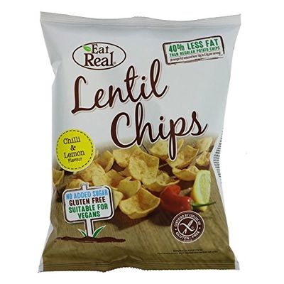 Eat Real | Lentil Chilli & Lemon Chips | 9 x 40g