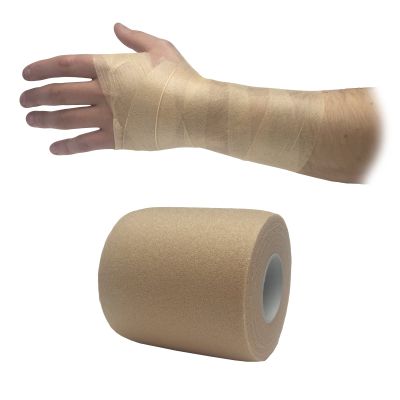 12 ROLLS OF STEROPLAST PREMIUM 27M X 7CM ROLLS BEIGE NATURAL TAN NON ADHESIVE PROTECTIVE UNDERWRAP FOAM SPORT PRE TAPE