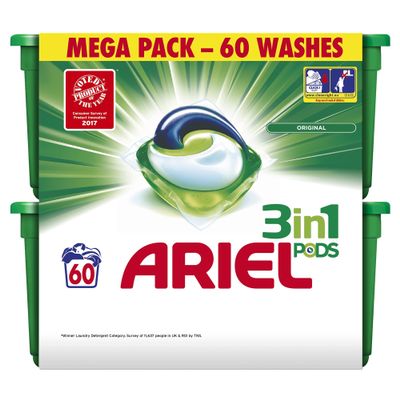 Ariel Bio 3-in-1 Pods Washing Capsules - 3 x 60 Pack (180 Washes)