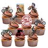 AK Giftshop Father's Day Motocross Themed Cake Decorations - Edible Stand-up Cup Cake Toppers (pack of 12) view 1
