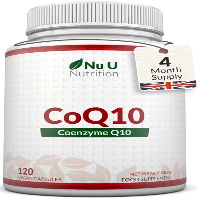 Nu U Nutrition - CoQ10 200mg - 120 Vegan Capsules - 2 Month Supply - 100mg per Capsule - 100% Pure & Naturally Fermented Coenzyme Q10 Ubiquinone Supplement not Ubiquinol