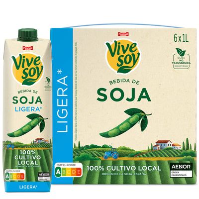 Vivesoy - Light Soy Vegetable Drink - Pack of 6 x 1 L