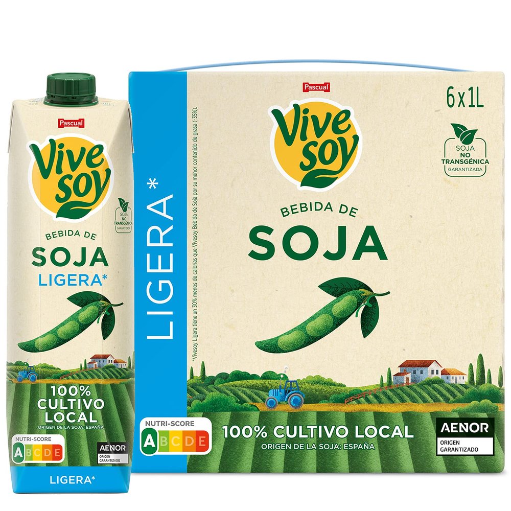 Vivesoy - Light Soy Vegetable Drink - Pack of 6 x 1 L