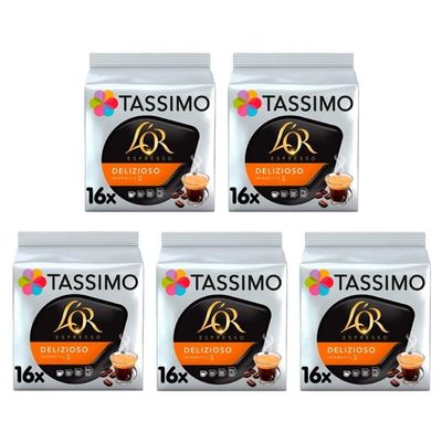 Tassimo L'OR Espresso Delizioso Coffee Pods x16 (Pack of 5, Total 80 Drinks)