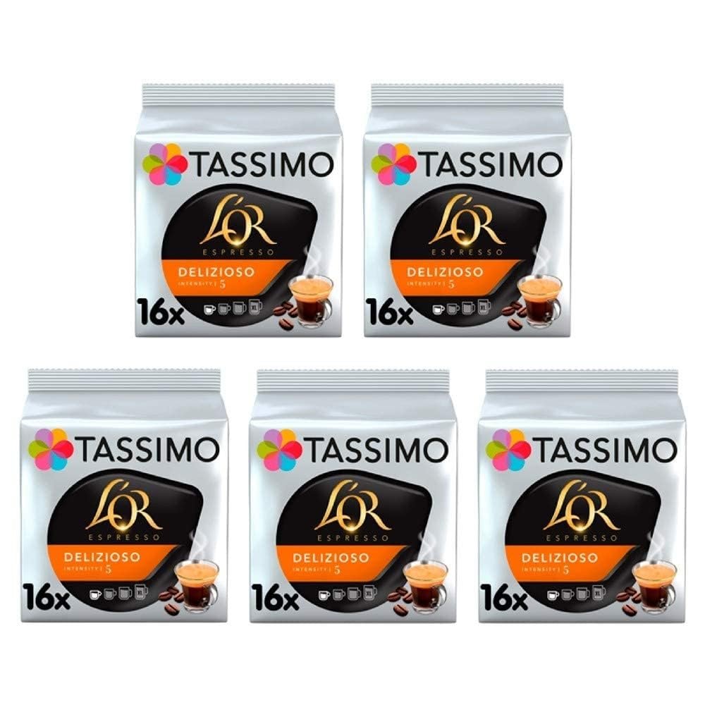 Tassimo L'OR Espresso Delizioso Coffee Pods x16 (Pack of 5, Total 80 Drinks)