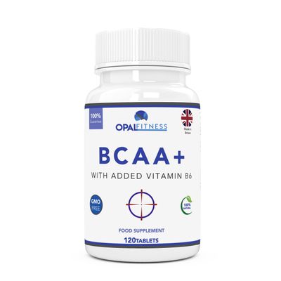 BCAA Tablets, Branched Chain Amino Acids by Opal Fitness Nutrition Vegan BCAA+ with Vitamin B6 to Aid Absorption - UK Produced and GMP Certified - Suitable for Men and Women 120 Tablets
