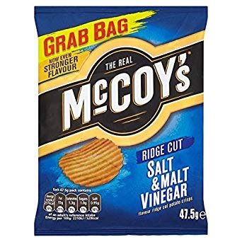( 30 Pack ) The Real McCoy's Ridge Cut Salt and Malt Vinegar Flavour Potato Crisps 47.5g