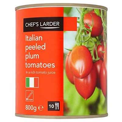 ( 6 Pack ) Chef's Larder Italian Peeled Plum Tomatoes in a Rich Tomato Juice 800g (Drained Weight 480g)