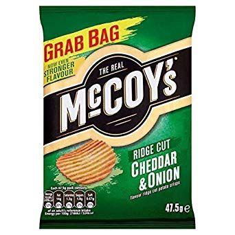 ( 30 Pack ) The Real McCoy's Ridge Cut Cheddar & Onion Flavour Potato Crisps 47.5g