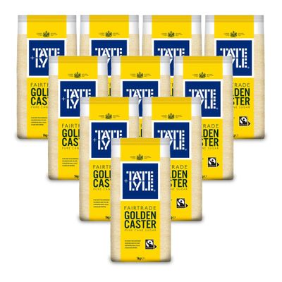 ( 10 Pack ) Tate & Lyle Fairtrade Golden Caster Cane Sugar 1kg