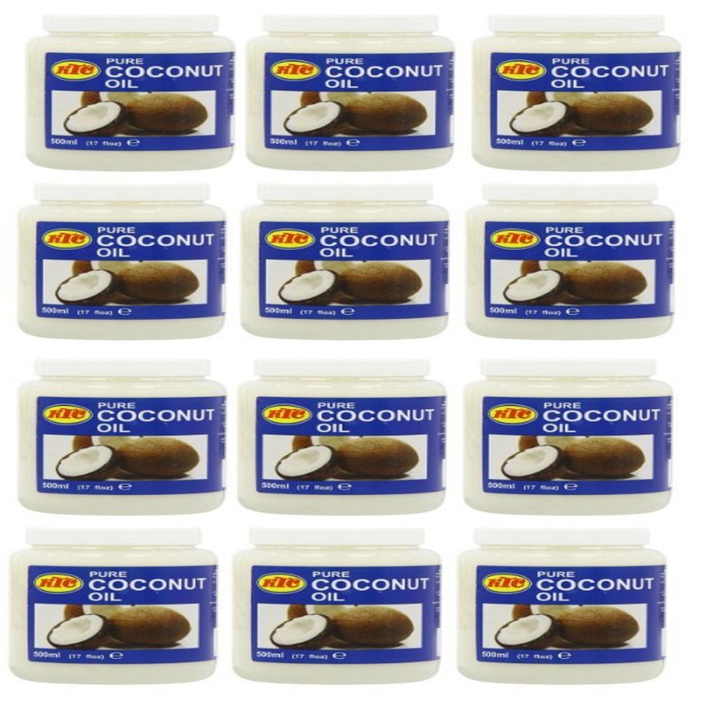 12 X 500ml Jar KTC 100% Pure Coconut Oil Multipurpose Oil Hair Cooking Moisturiser