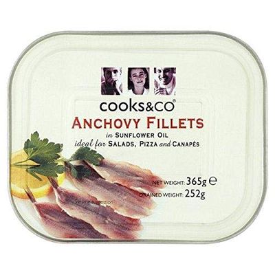 ( 368g Pack ) Cooks & Co Anchovy Fillets in Sunflower Oil 365g (Drained Weight 252g)