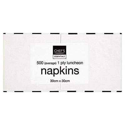 ( 10 Pack ) Chef's Essentials 500 Napkins 1 Ply Luncheon 30cm x 30cm
