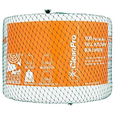 ( 100s Pack ) Clean Pro 100 Tie Handle Tall Kitchen Bin Liners