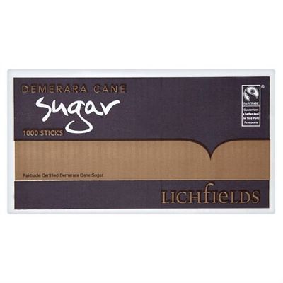 ( 1000s Pack ) Lichfields Demerara Cane Sugar 1000 Sticks
